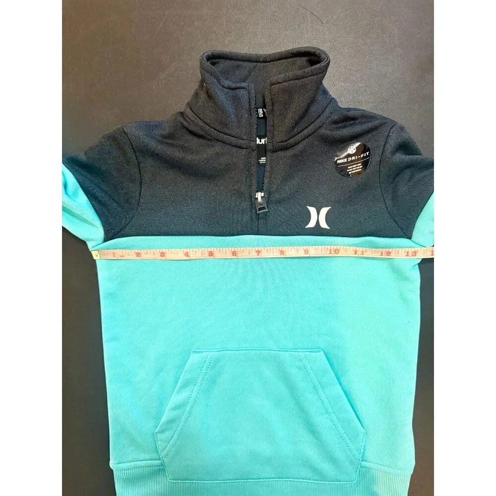 Hurley Boys Half Zip Pullover Jacket Size 4 Teal Black NWT